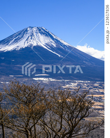 山梨県・竜ヶ岳より望む富士山の絶景 山梨県・竜ヶ岳より望む富士山の絶景 123617836
