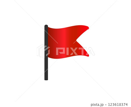 Red flag waving on pole icon 123618374