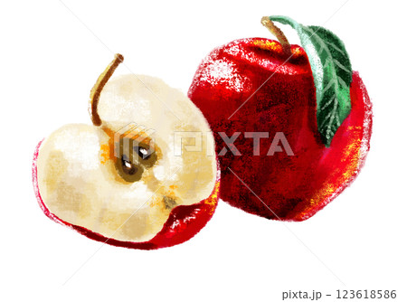 水彩で描いたりんご 水彩で描いたりんご 123618586