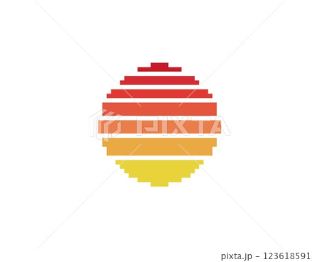 Retro sun design in 80s style with geometric shapes 123618591
