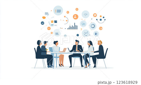 ミニマニストスタイルの会議のイラスト 123618929