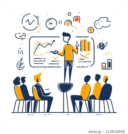 ミニマニストスタイルの会議のイラスト 123618938