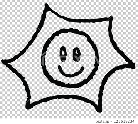 Hand drawn crayon outline of happy sun for kid colouring book, day time, summer break, sticker, picnic, park, beach vibe, icon, hot season, warm weather, temperature, earth, nature, garden, outdoor Hand drawn crayon outline of happy sun for kid colouring book, day time, summer break, sticker, picnic, park, beach vibe, icon, hot season, warm weather, temperature, earth, nature, garden, outdoor 123619234
