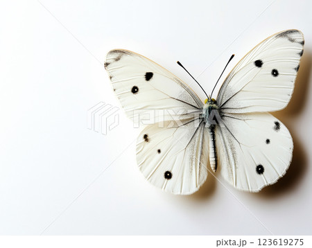 Delicate white butterfly with black spots Delicate white butterfly with black spots 123619275