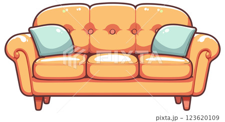 オレンジのソファのイラスト 123620109