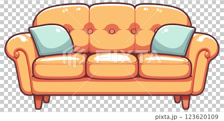 オレンジのソファのイラスト 123620109