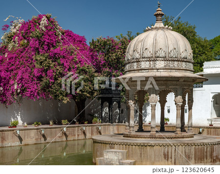 Interior courtyard in the City Palace - Udaipur - India Interior courtyard in the City Palace - Udaipur - India 123620645