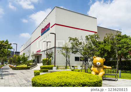 View of Costco wholesale storefront in Taichung, Taiwan. Costco Wholesale Company is the largest membership warehousing club in the United States. 123620815