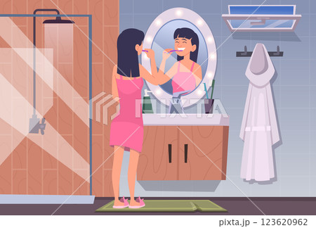 Dental background. Dental oral care concept illustrations with doctors in uniform exact vector template Dental background. Dental oral care concept illustrations with doctors in uniform exact vector template 123620962