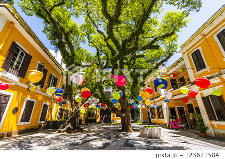 View of the Albergue SCM(ALB Creative) in St. Lazarus District, Macau, has two century-old Portuguese colonial buildings and is a Cultural & Creative Industries zone. View of the Albergue SCM(ALB Creative) in St. Lazarus District, Macau, has two century-old Portuguese colonial buildings and is a Cultural & Creative Industries zone. 123621584