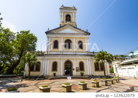 Building view of the Our Lady of Carmel Church in Taipa, Macau, buildings are neoclassical in design. Building view of the Our Lady of Carmel Church in Taipa, Macau, buildings are neoclassical in design. 123622079