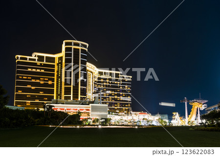 Beautiful night view of Wynn Palace is a hotel casino resort on the Cotai Strip in Macau, China. 123622083