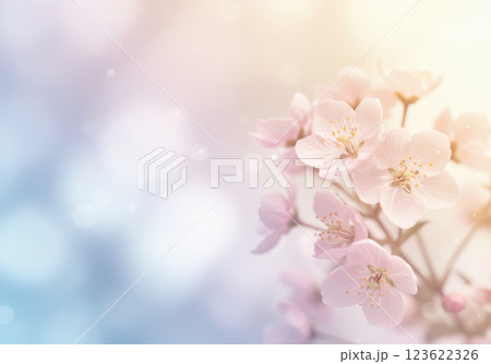 幻想的で柔らかい春の光に包まれた美しい桜の花（AI生成画像） 123622326