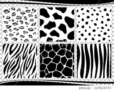Set of 6 animal seamless patterns in monotone 123622472