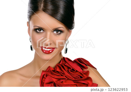 Elegant fashionable brunette lady 123622953