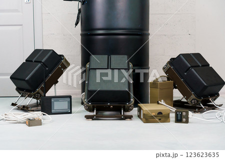 Advanced Electronic Warfare System Components Displayed in a Controlled Environment 123623635