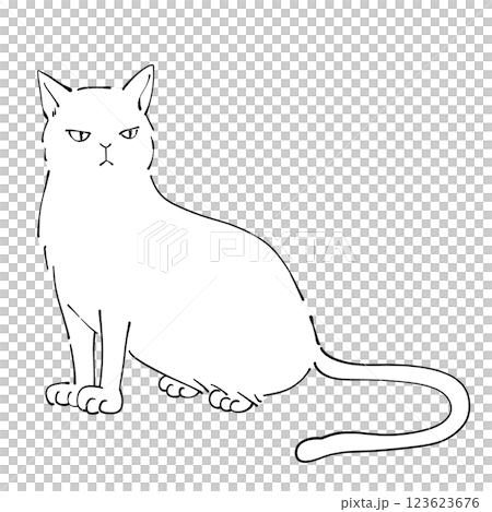 白黒　猫のイラスト 123623676