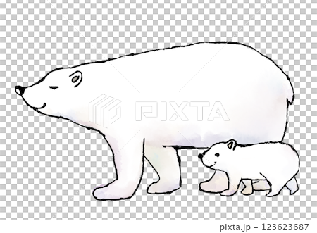 父母與孩子北極熊的插圖 123623687