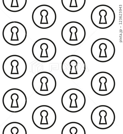Vector seamless pattern of outline door key hole 123623943