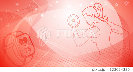 Fitness themed background in red. Fitness themed background in red. 123624380