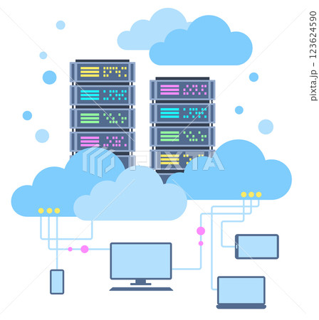 Cloud data server, online database storage technology concept 123624590