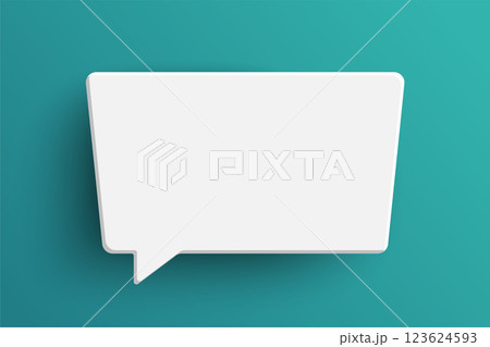 White rectangle speech bubble on green background 123624593