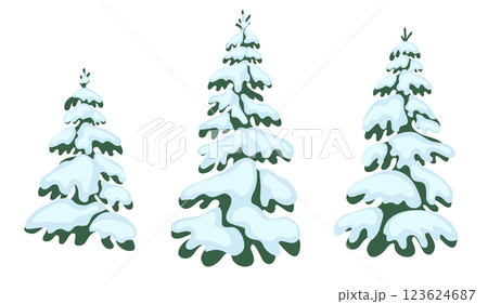 Snow covered fir trees. Winter forest Snow covered fir trees. Winter forest 123624687