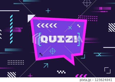 Quiz game banner. Trivia night tv show or internet online team competition question answer quest intelligent test neon promotion poster creative header vector illustration 123624841