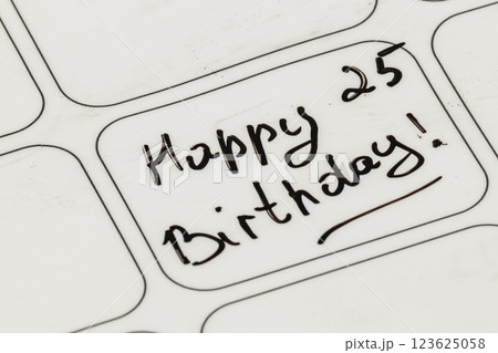 Celebrating a milestone with a handwritten birthday greeting for 25th year Celebrating a milestone with a handwritten birthday greeting for 25th year 123625058