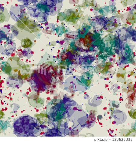 Seamless Tileable Abstract Art Pattern With Fluid Color Ink Splotches 123625335