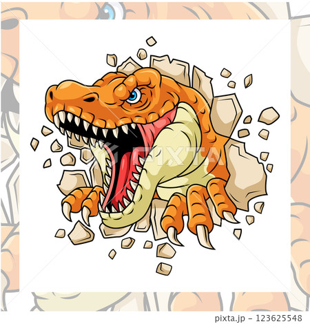 Tyrannosaurus cartoon mascot character design Tyrannosaurus cartoon mascot character design 123625548