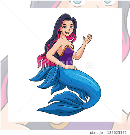 Mermaid cartoon mascot character design 123625552