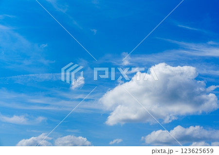 A Beautiful Sunny Day with a Vibrant Blue Sky and Fluffy White Clouds for Outdoor Fun and Picnics A Beautiful Sunny Day with a Vibrant Blue Sky and Fluffy White Clouds for Outdoor Fun and Picnics 123625659