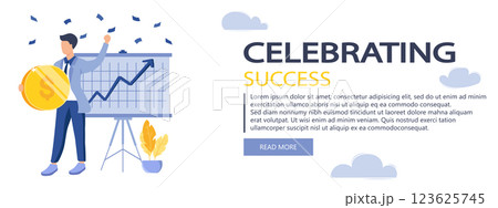 Business award banner isolated. People celebrating success, achieving goals and win, set in flat design. Vector illustration for blogging, website, mobile app, promotional materials. 123625745