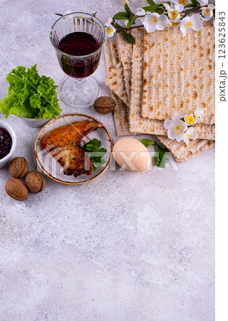 Traditional Passover Seder plate with symbolic foods. Symbolic of Jewish holiday Pesah. Traditional Passover Seder plate with symbolic foods. Symbolic of Jewish holiday Pesah. 123625843