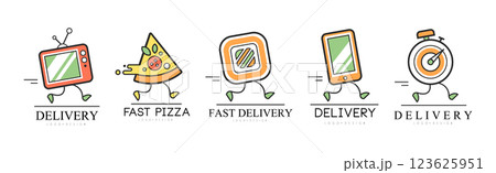 Fast Delivery Service Logo Design Template Vector Set Fast Delivery Service Logo Design Template Vector Set 123625951