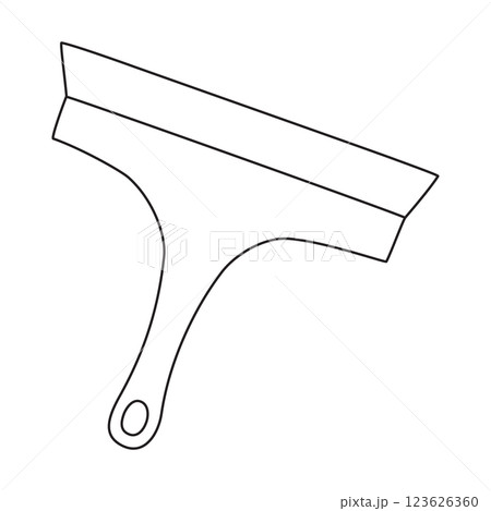 Cleaning squeegee with rubber blade for washing windows, doodle vector outline for coloring book Cleaning squeegee with rubber blade for washing windows, doodle vector outline for coloring book 123626360