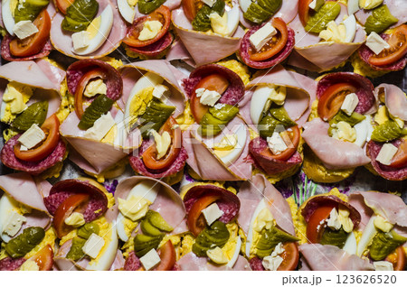 Czech culinary finger food or snack used on celebrations. 123626520
