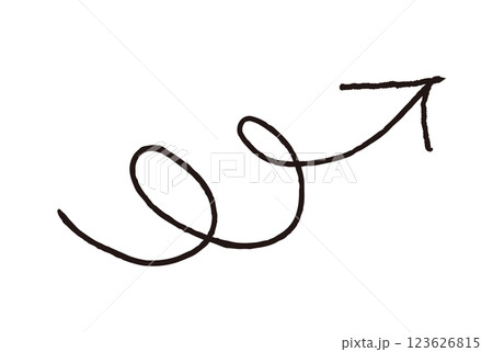 手書き　くるくる　上昇　矢印　 ベクター 　黒 123626815