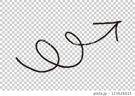 手書き　くるくる　上昇　矢印　 ベクター 　黒 123626815