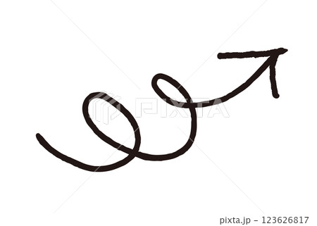 手書き　くるくる　上昇　矢印　 ベクター 　黒 123626817