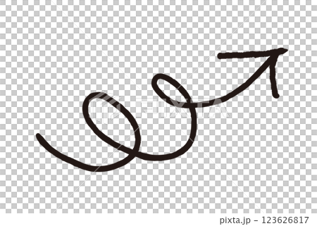 手書き　くるくる　上昇　矢印　 ベクター 　黒 123626817