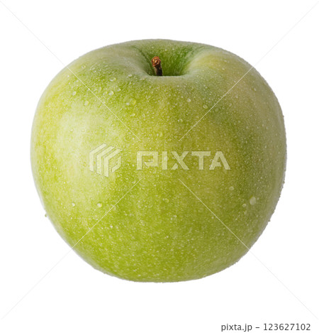 Green apple isolated on white background. Apple with water drops. Green apple isolated on white background. Apple with water drops. 123627102