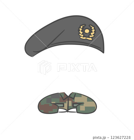 A drawing of soldier character with a face cutout 123627228