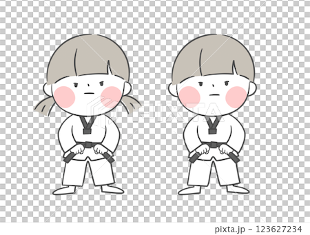 A drawing of a child practicing Taekwondo A drawing of a child practicing Taekwondo 123627234