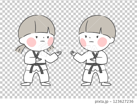 A drawing of a child practicing Taekwondo A drawing of a child practicing Taekwondo 123627236