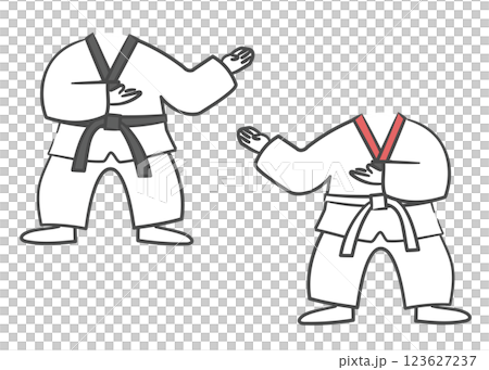 A drawing of a Taekwondo practitioner in white uniform with a face cutout A drawing of a Taekwondo practitioner in white uniform with a face cutout 123627237