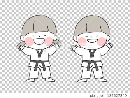 A drawing of a child practicing Taekwondo A drawing of a child practicing Taekwondo 123627240