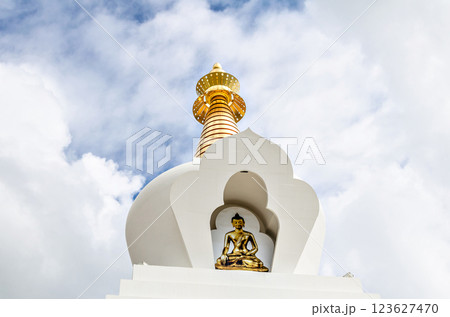 Stupa of illumination of benalmadena costa del sol malaga. tibetan buddhist center Stupa of illumination of benalmadena costa del sol malaga. tibetan buddhist center 123627470