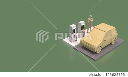 The EV Station and Car for Technology or Transportation concept 3d Rendering. 123628336